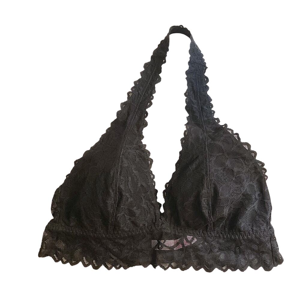 Victoria Secret's Bralette Women's Black Lace Halter Back Closure SZ‎ Large